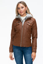 Load image into Gallery viewer, YMI Removable Faux Layered Multi-Pocket Jacket with Fuzzy Hood
