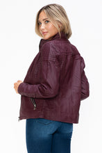 Load image into Gallery viewer, YMI Faux Layered Double-Zipper Jacket with Fuzzy Hood
