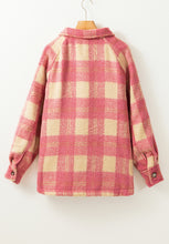Load image into Gallery viewer, Slit Plaid Collared Neck Shacket
