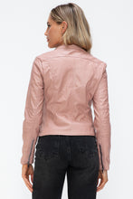 Load image into Gallery viewer, Snobbish Faux Leather Zip Up Drawstring Hooded Jacket
