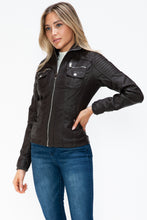 Load image into Gallery viewer, YMI Removable Faux Layered Multi-Pocket Jacket with Fuzzy Hood
