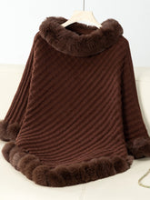 Load image into Gallery viewer, Fuzzy Trim Texture Three-Quarter Sleeve Poncho
