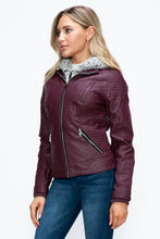 Load image into Gallery viewer, YMI Faux Layered Double-Zipper Jacket with Fuzzy Hood

