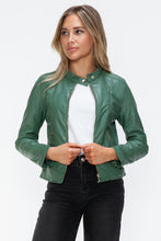 Load image into Gallery viewer, Snobbish Faux Leather Zip Up Drawstring Hooded Jacket

