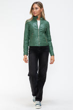 Load image into Gallery viewer, Snobbish Faux Leather Zip Up Drawstring Hooded Jacket
