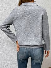 Load image into Gallery viewer, Perfee Half Buttoned Collared Neck Sweatshirt with Pocket
