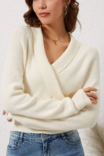 Load image into Gallery viewer, Ribbed Surplice Long Sleeve Sweater
