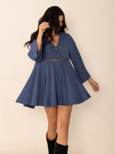 Load image into Gallery viewer, Cutout Johnny Collar Long Sleeve Mini Dress
