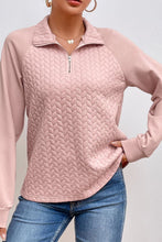 Load image into Gallery viewer, Textured Quarter Zip Long Sleeve Sweatshirt
