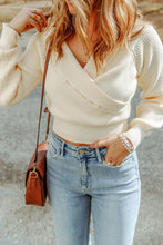 Load image into Gallery viewer, Ribbed Surplice Long Sleeve Sweater
