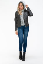 Load image into Gallery viewer, YMI Removable Faux Layered Multi-Pocket Jacket with Fuzzy Hood
