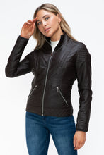Load image into Gallery viewer, YMI Faux Layered Double-Zipper Jacket with Fuzzy Hood
