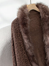 Load image into Gallery viewer, Fringe Leopard Open Front Long Sleeve Poncho
