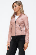 Load image into Gallery viewer, Snobbish Faux Leather Zip Up Drawstring Hooded Jacket
