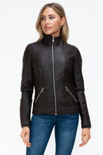 Load image into Gallery viewer, YMI Faux Layered Double-Zipper Jacket with Fuzzy Hood
