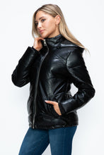 Load image into Gallery viewer, How Dare U Pocketed Zip Up Puffer Jacket with Removable Hood

