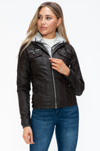 Load image into Gallery viewer, YMI Removable Faux Layered Multi-Pocket Jacket with Fuzzy Hood
