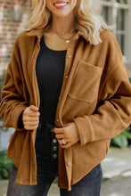 Load image into Gallery viewer, Collared Neck Long Sleeve Fleece Shacket
