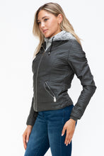 Load image into Gallery viewer, YMI Faux Layered Double-Zipper Jacket with Fuzzy Hood
