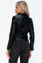 Load image into Gallery viewer, Snobbish Faux Leather Zip Up Drawstring Hooded Jacket

