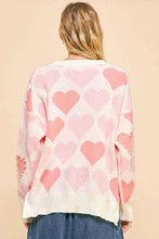Load image into Gallery viewer, Davi &amp; Dani Heart Pearl Side Slit V Neck Sweater
