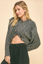 Load image into Gallery viewer, Davi &amp; Dani Fringe Hem Overlapping Asymmetrical Crop Sweater
