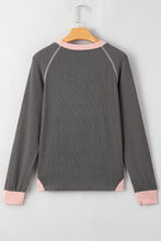 Load image into Gallery viewer, Textured Contrast Stitching Raglan Sleeve Top
