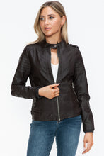 Load image into Gallery viewer, Snobbish PU Leather Biker Jacket with Side Zip Pockets
