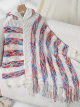 Load image into Gallery viewer, Fringe Contrast Hooded Poncho
