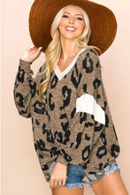 Load image into Gallery viewer, Leopard V-Neck Long Sleeve Blouse
