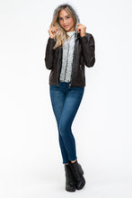 Load image into Gallery viewer, YMI Faux Layered Double-Zipper Jacket with Fuzzy Hood
