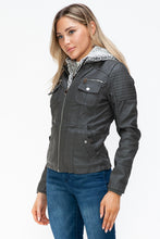 Load image into Gallery viewer, YMI Removable Faux Layered Multi-Pocket Jacket with Fuzzy Hood
