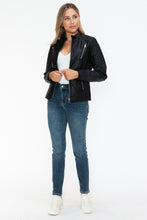 Load image into Gallery viewer, Snobbish Faux Leather Zip Up Mock Neck Jacket
