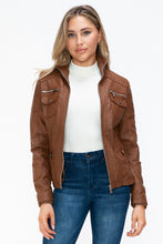 Load image into Gallery viewer, YMI Removable Faux Layered Multi-Pocket Jacket with Fuzzy Hood
