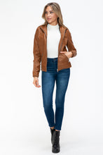 Load image into Gallery viewer, YMI Faux Layered Double-Zipper Jacket with Fuzzy Hood
