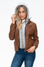 Load image into Gallery viewer, YMI Removable Faux Layered Multi-Pocket Jacket with Fuzzy Hood

