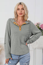 Load image into Gallery viewer, Drawstring Quarter Snap Long Sleeve Hoodie
