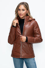 Load image into Gallery viewer, How Dare U Pocketed Zip Up Puffer Jacket with Removable Hood
