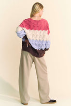 Load image into Gallery viewer, Davi &amp; Dani Wavy Texture Color Block V-Neck Sweater
