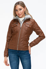 Load image into Gallery viewer, YMI Removable Faux Layered Multi-Pocket Jacket with Fuzzy Hood

