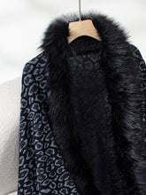 Load image into Gallery viewer, Fringe Leopard Open Front Long Sleeve Poncho
