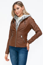 Load image into Gallery viewer, YMI Faux Layered Double-Zipper Jacket with Fuzzy Hood
