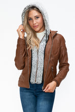 Load image into Gallery viewer, YMI Faux Layered Double-Zipper Jacket with Fuzzy Hood
