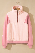 Load image into Gallery viewer, Exposed Seam Fuzzy Patchwork Quarter Zip Sweatshirt
