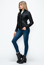 Load image into Gallery viewer, YMI Faux Layered Double-Zipper Jacket with Fuzzy Hood
