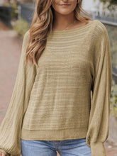 Load image into Gallery viewer, Eyelet Boat Neck Long Sleeve Knit Top
