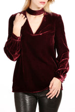 Load image into Gallery viewer, Cutout Long Sleeve Velvet Blouse
