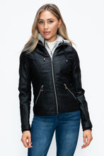Load image into Gallery viewer, YMI Faux Layered Double-Zipper Jacket with Fuzzy Hood
