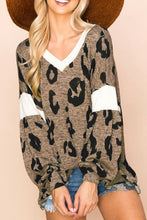 Load image into Gallery viewer, Leopard V-Neck Long Sleeve Blouse
