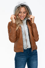 Load image into Gallery viewer, YMI Faux Layered Double-Zipper Jacket with Fuzzy Hood
